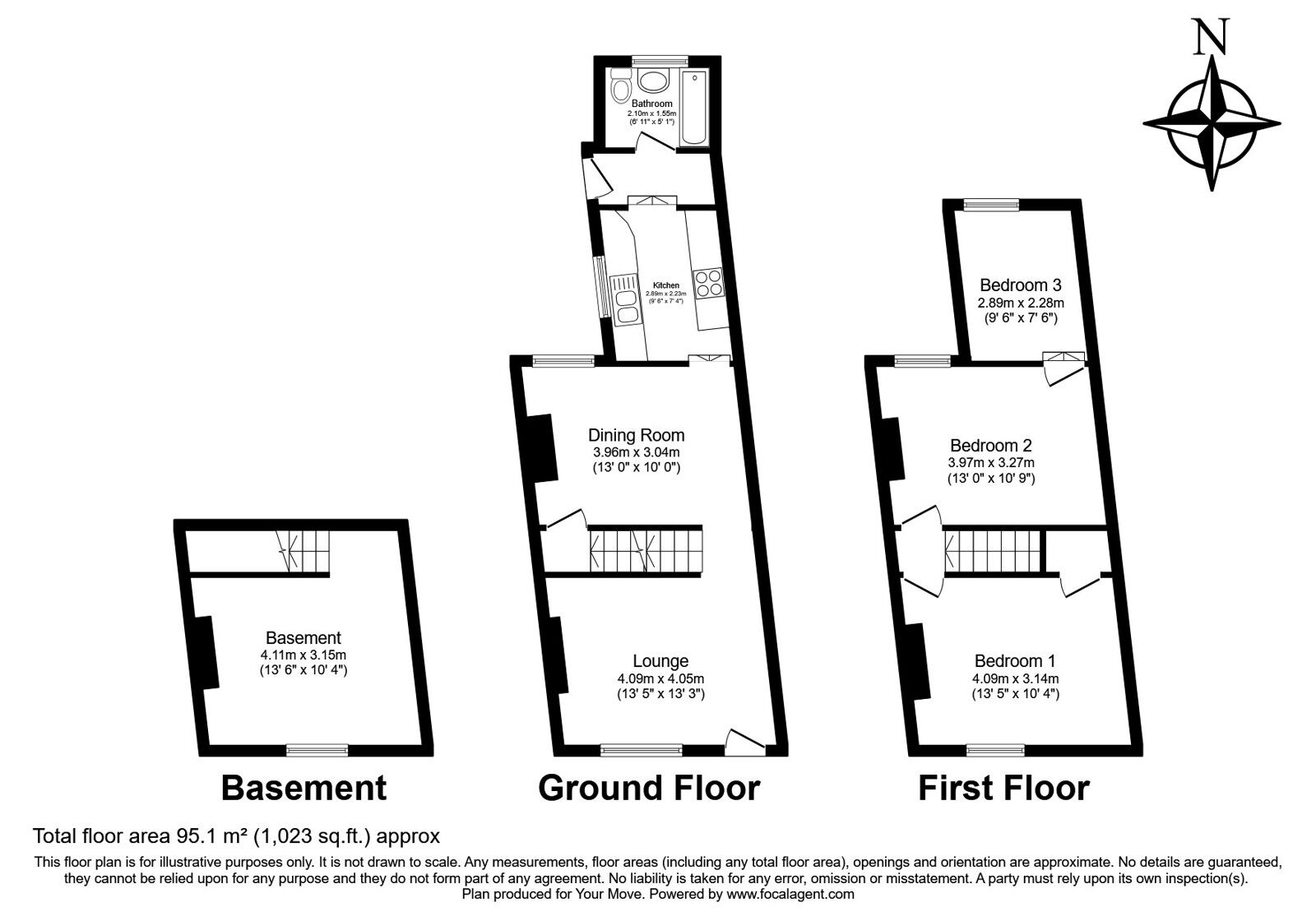Floorplan of 3 bedroom End Terrace House for sale, Gillingham Green, Gillingham, Kent, ME7
