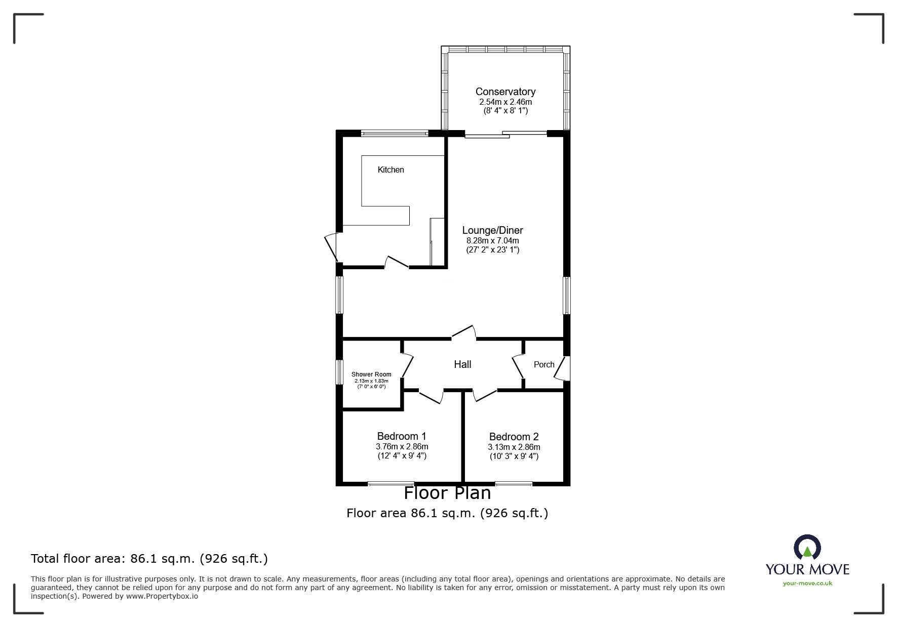 Floorplan of 2 bedroom Detached Bungalow for sale, Hoath Lane, Gillingham, Kent, ME8