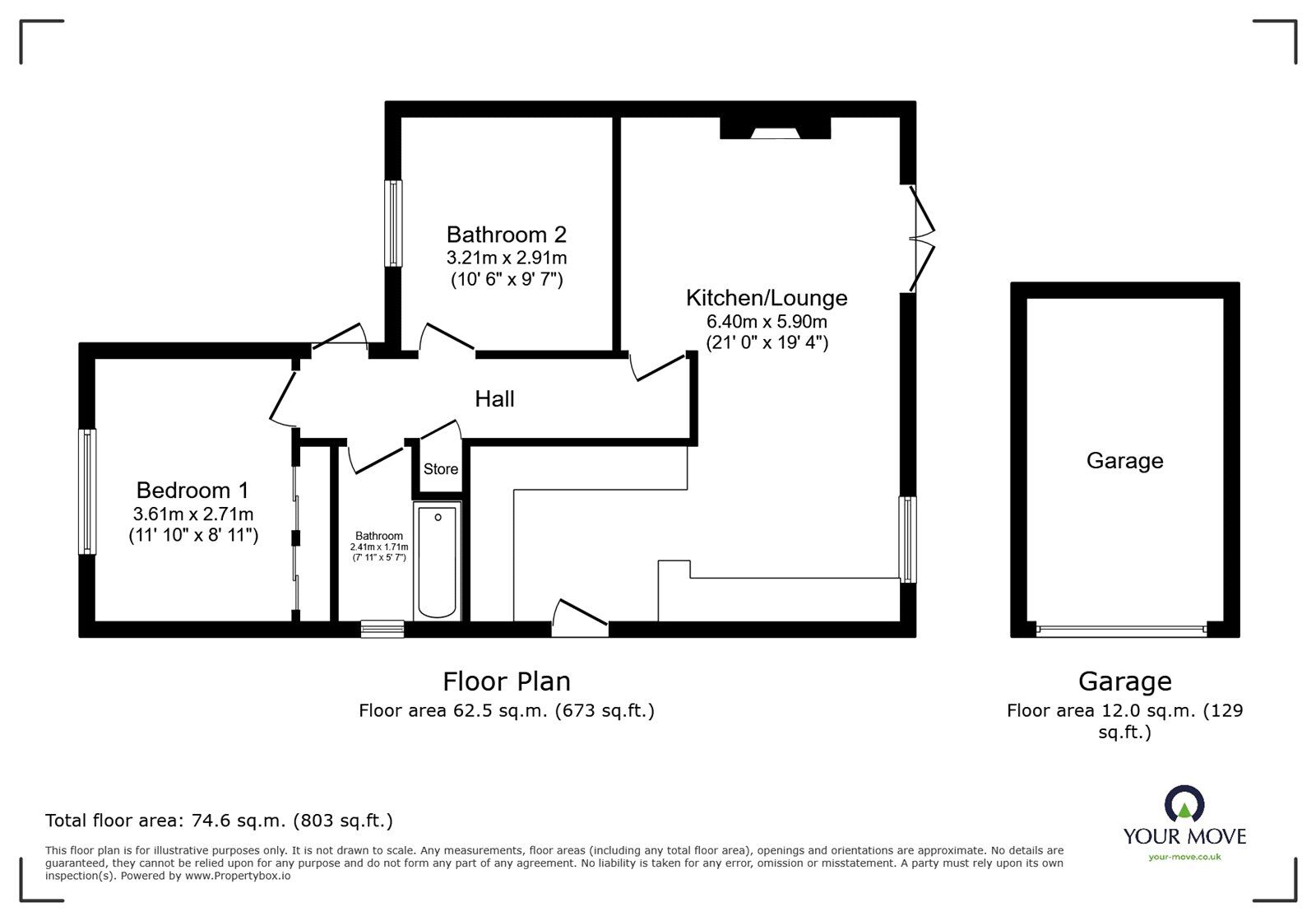 Floorplan of 2 bedroom Semi Detached Bungalow for sale, Childscroft Road, Rainham, Kent, ME8