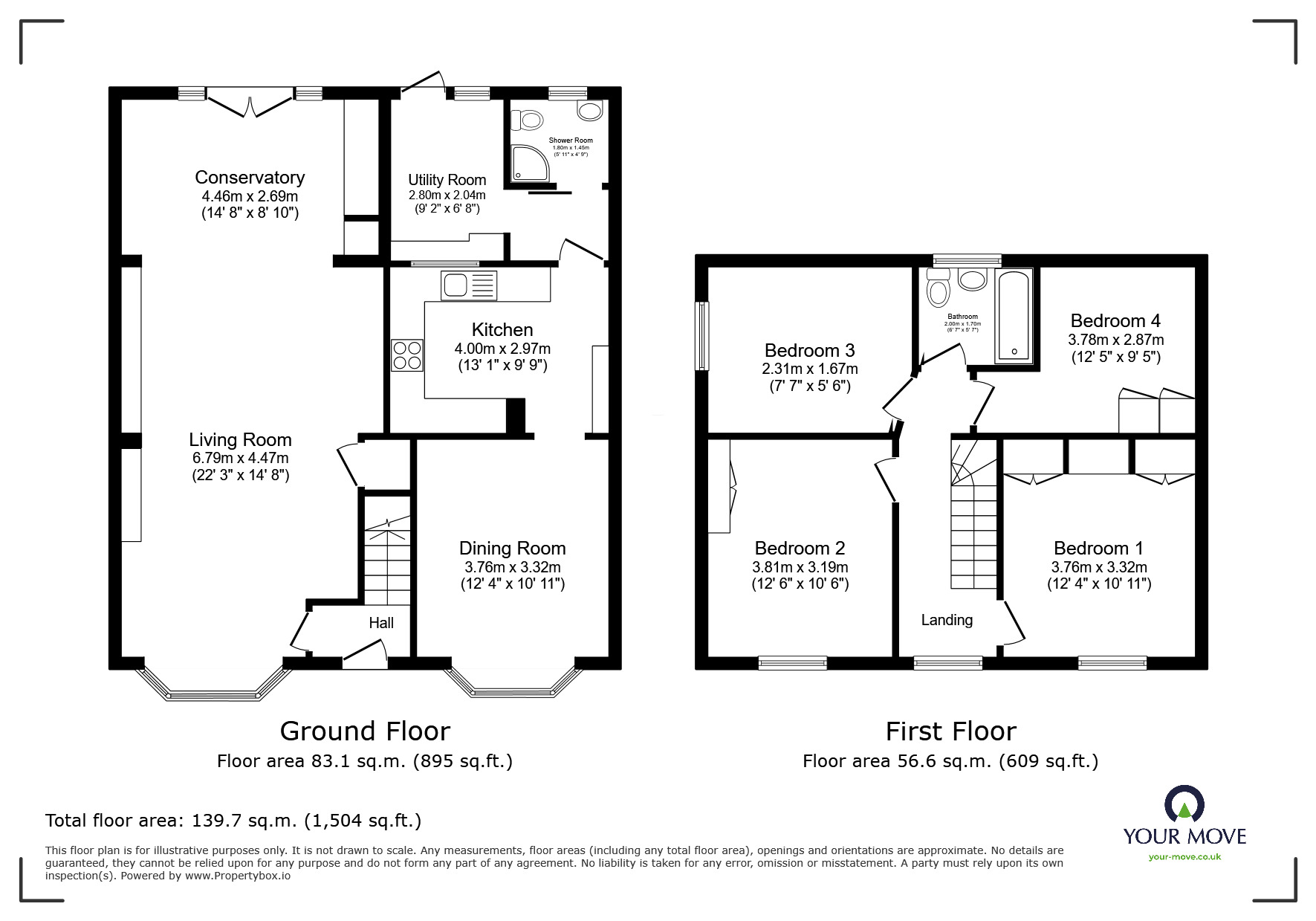 Floorplan of 4 bedroom Detached House for sale, Keycol Hill, Newington, Kent, ME9