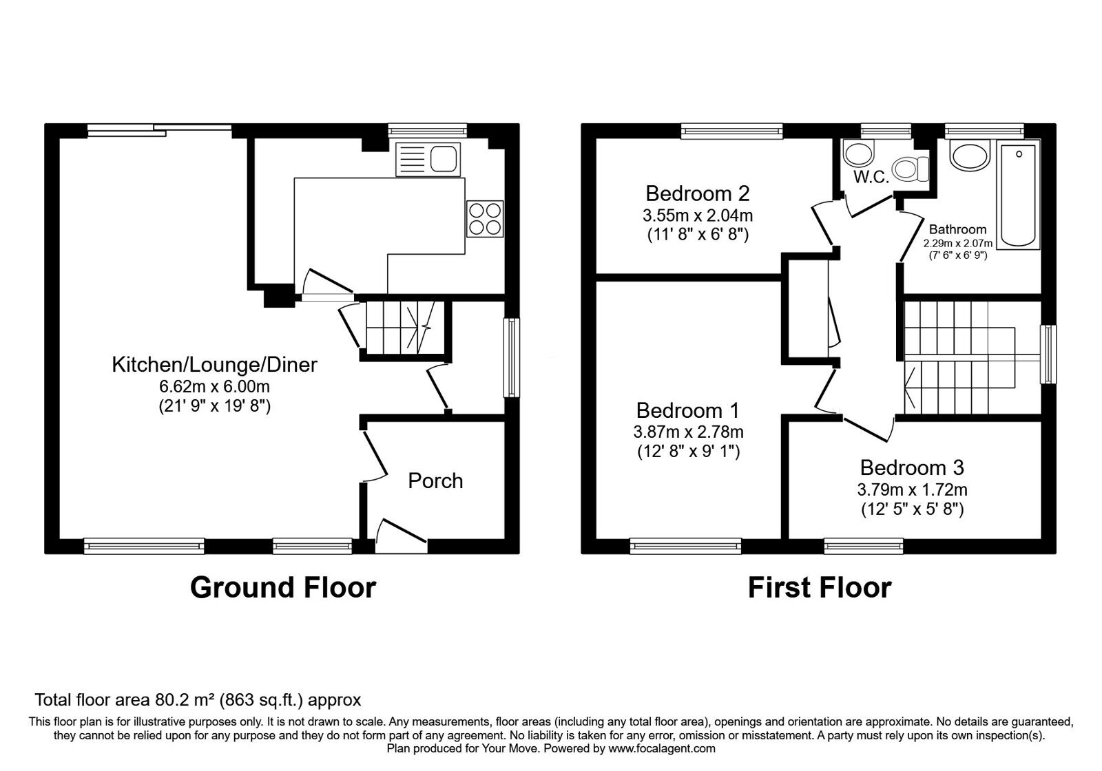 Floorplan of 3 bedroom End Terrace House for sale, Greenview Walk, Gillingham, Kent, ME7