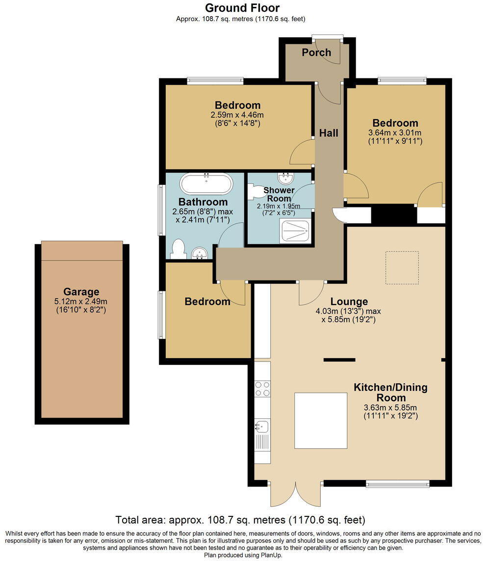 Floorplan of 3 bedroom Detached Bungalow for sale, Capel Close, Gillingham, Kent, ME8