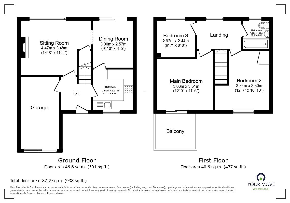 Floorplan of 3 bedroom Mid Terrace House for sale, Hunstanton Close, Rainham, Kent, ME8