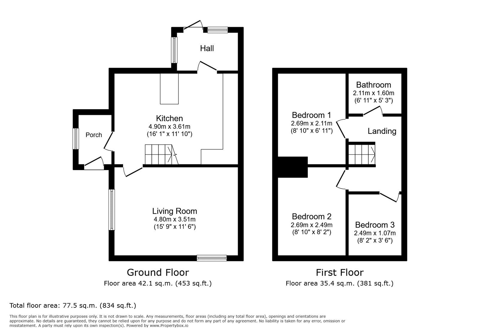 Floorplan of 3 bedroom End Terrace House for sale, Mierscourt Road, Rainham, Kent, ME8