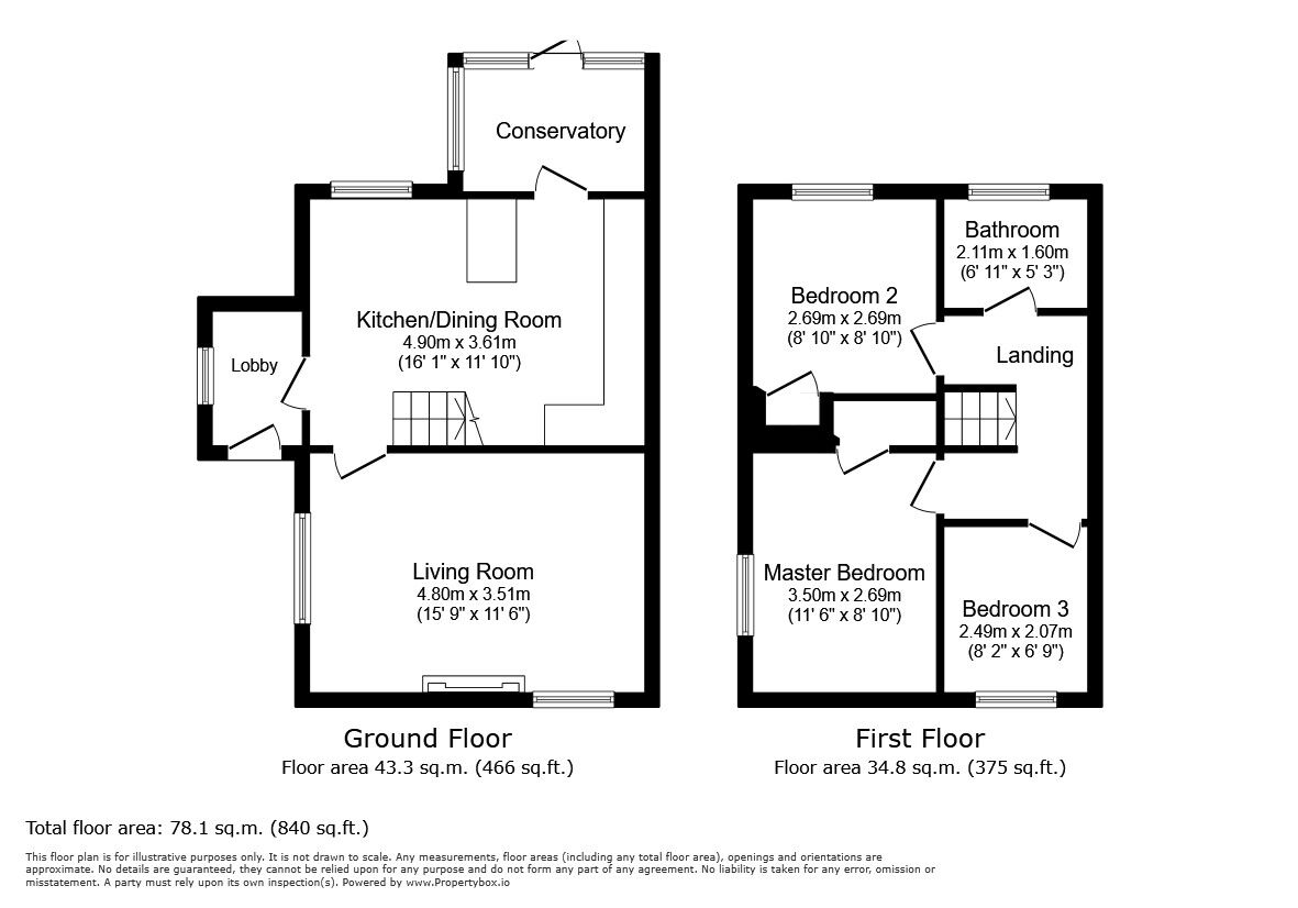 Floorplan of 3 bedroom End Terrace House for sale, Mierscourt Road, Rainham, Kent, ME8