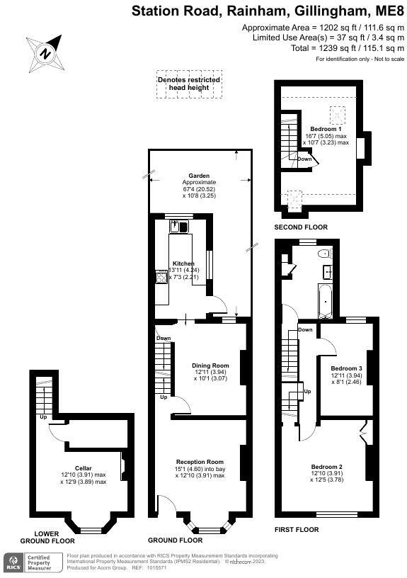 Floorplan of 3 bedroom Mid Terrace House for sale, Station Road, Rainham, Kent, ME8