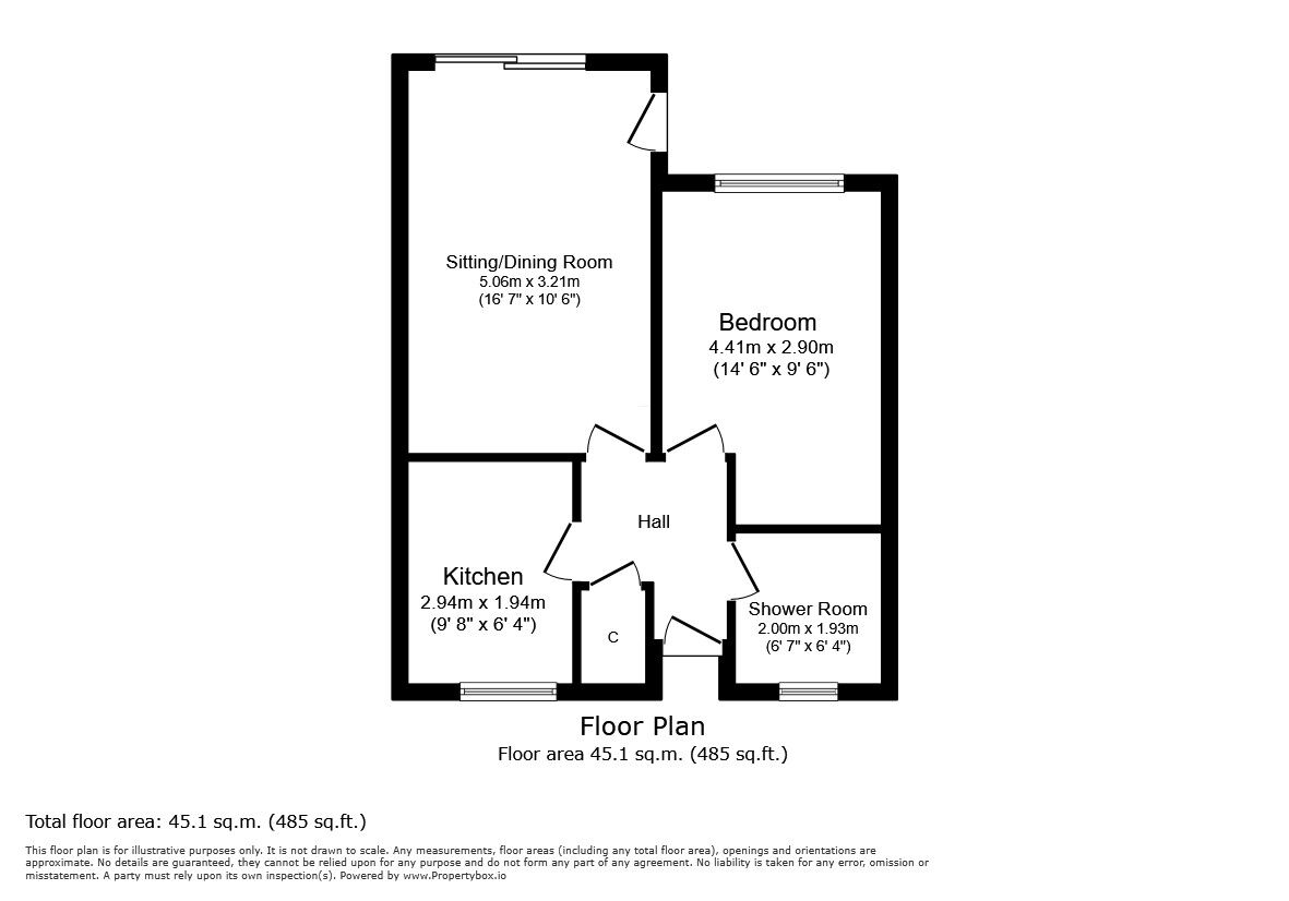 Floorplan of 1 bedroom End Terrace Bungalow for sale, Knavesacre Court, Rainham, Gillingham, Kent, ME8