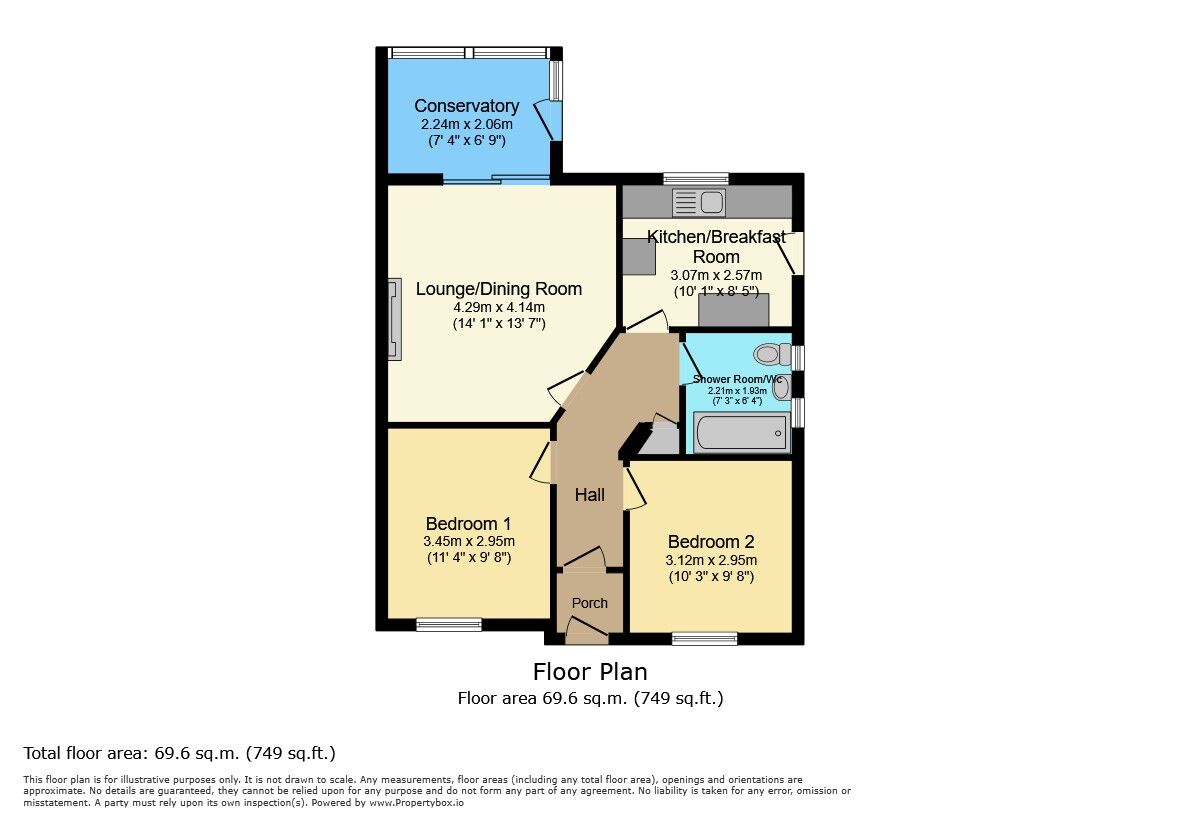 Floorplan of 2 bedroom Semi Detached Bungalow for sale, Kenilworth Drive, Gillingham, Kent, ME8