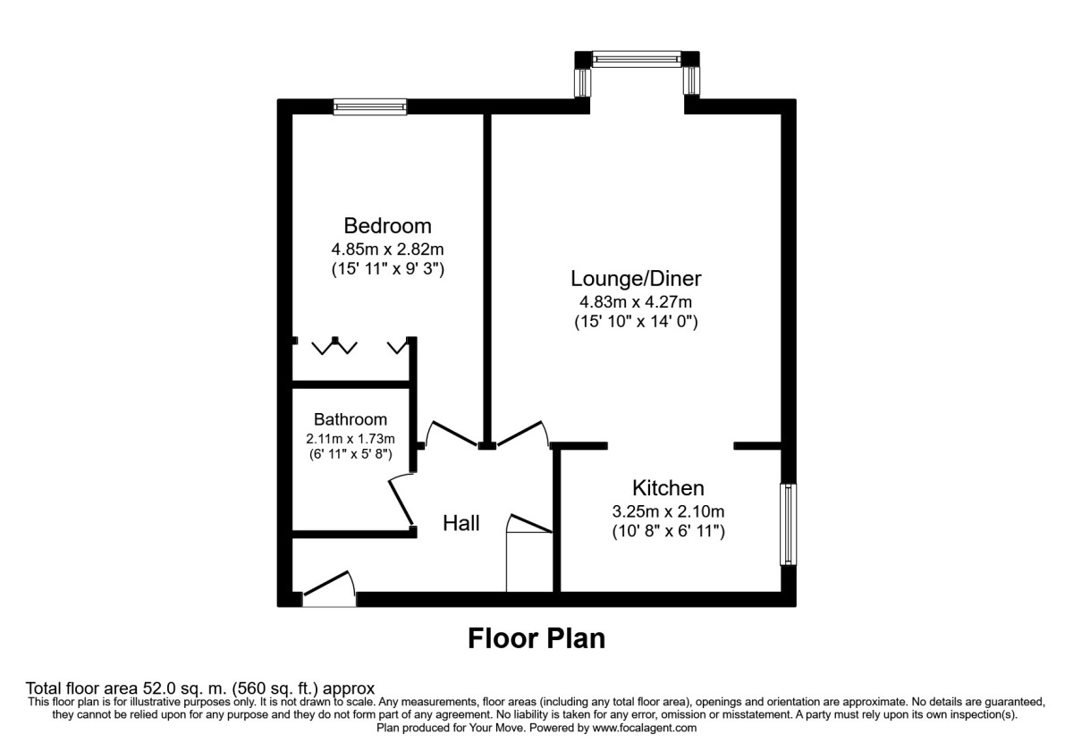 Floorplan of 1 bedroom Flat to rent, Darwin Court Gravel Walk, Rochester, Kent, ME1