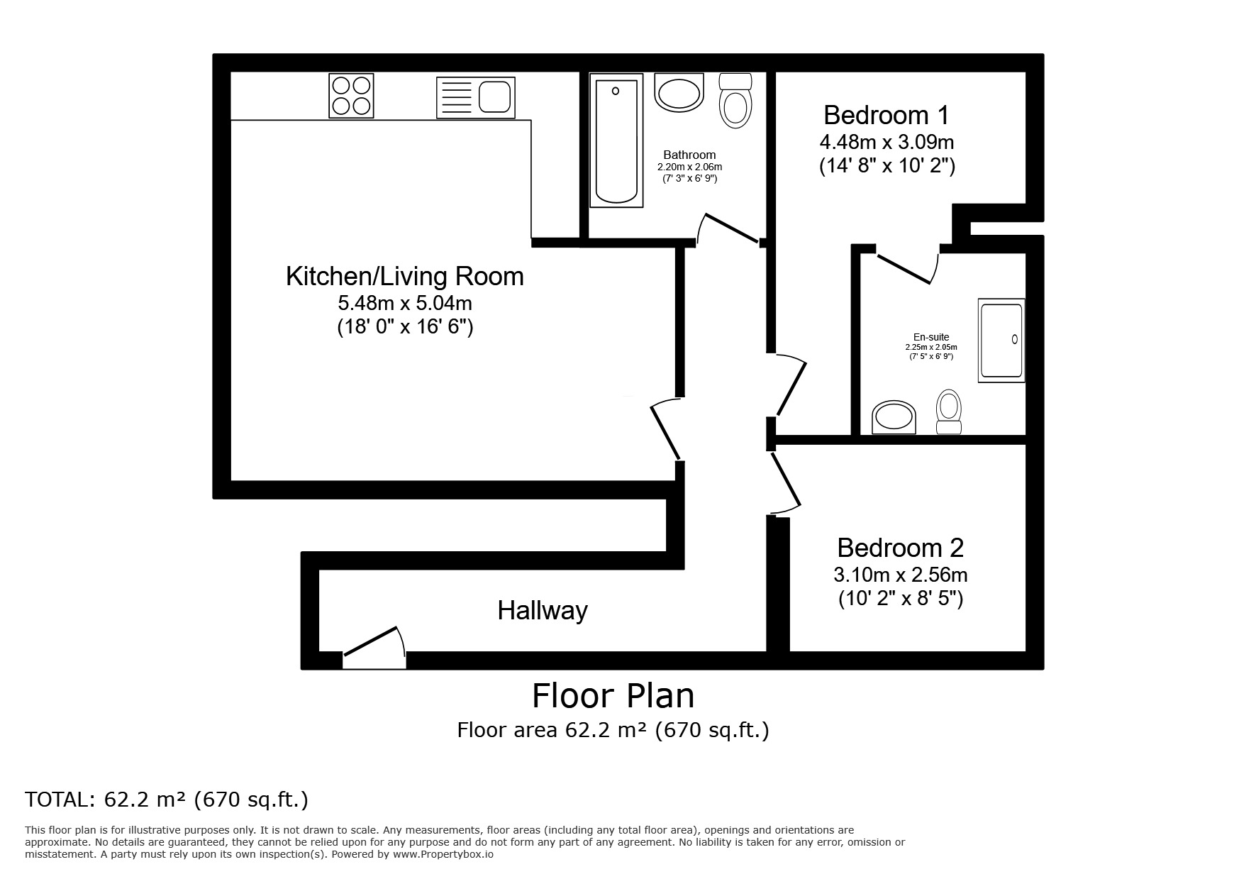 Floorplan of 2 bedroom  Flat to rent, Knights Templar Way, Strood, ME2