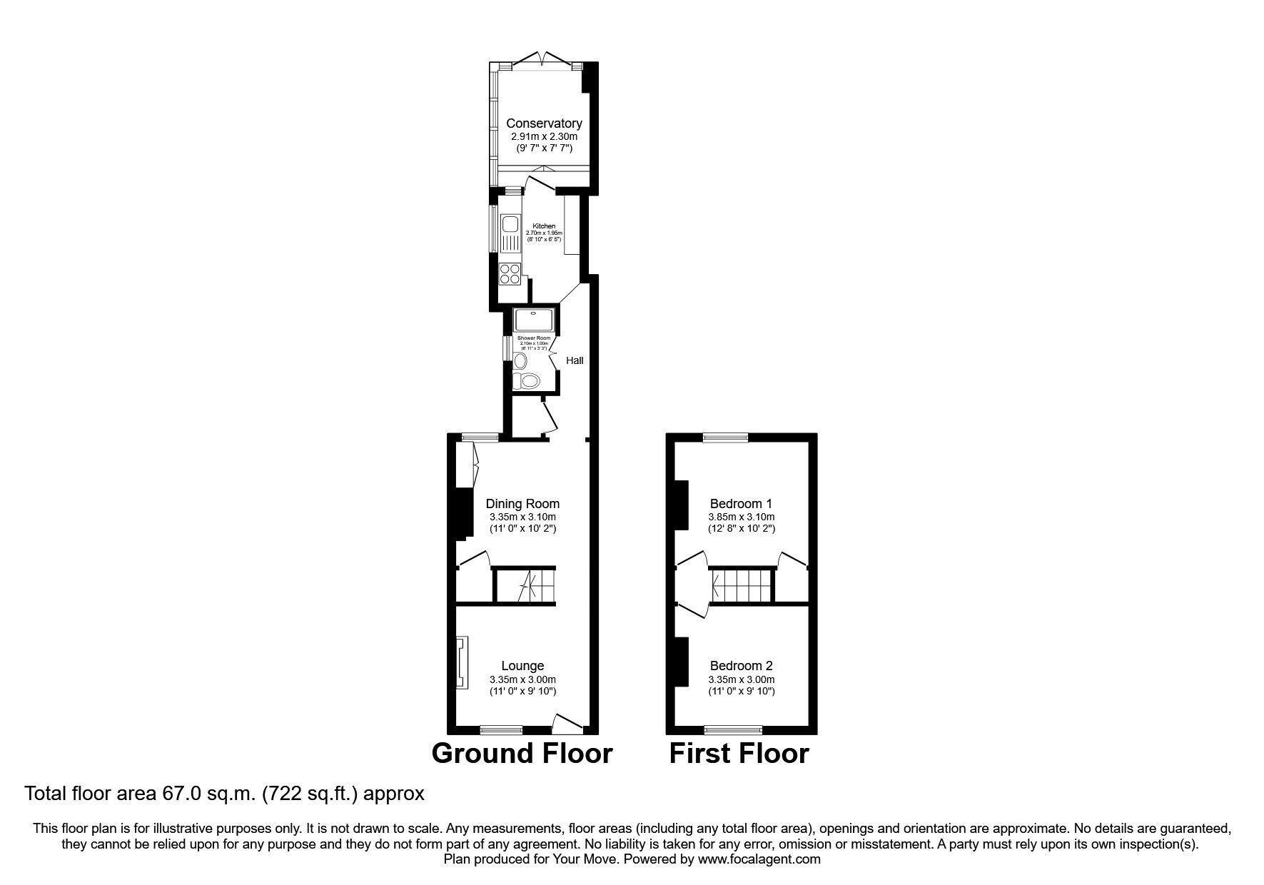 Floorplan of 2 bedroom Mid Terrace House for sale, Mount Road, Rochester, Kent, ME1