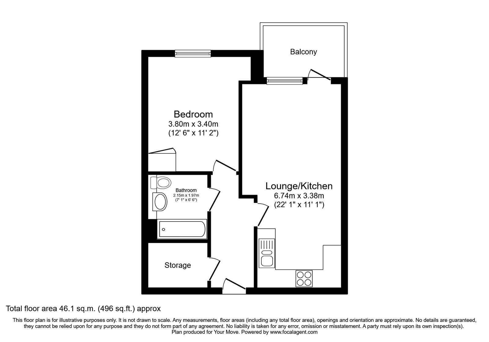 Floorplan of 1 bedroom  Flat to rent, Doust Way, Rochester, Kent, ME1