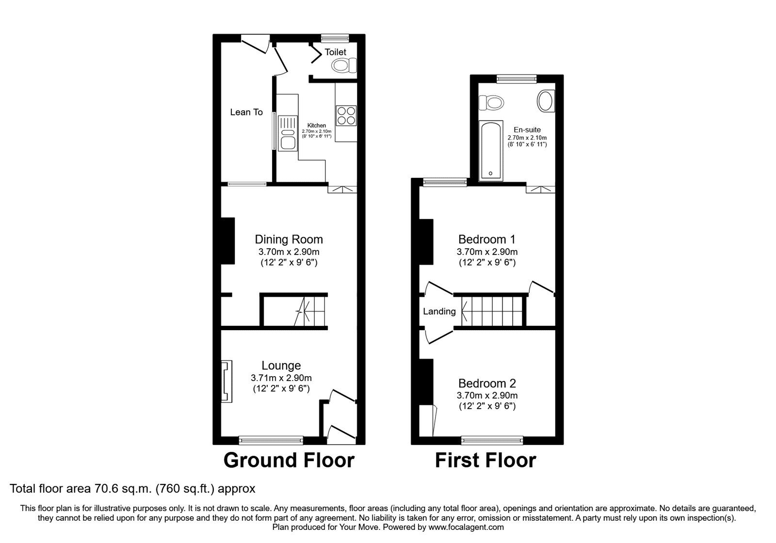 Floorplan of 2 bedroom Mid Terrace House to rent, Wickham Street, Rochester, Kent, ME1