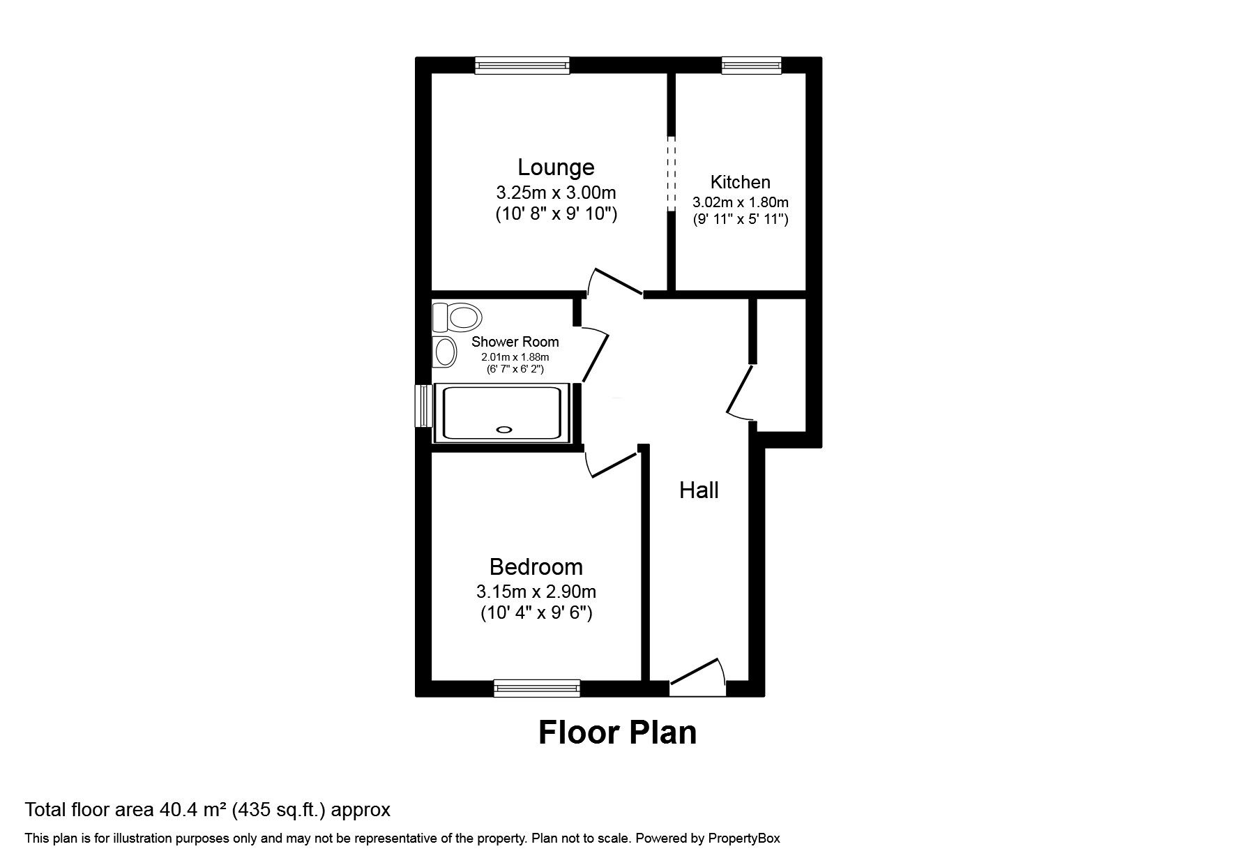 Floorplan of 1 bedroom  Flat for sale, St. Francis Close, Rochester, Kent, ME2