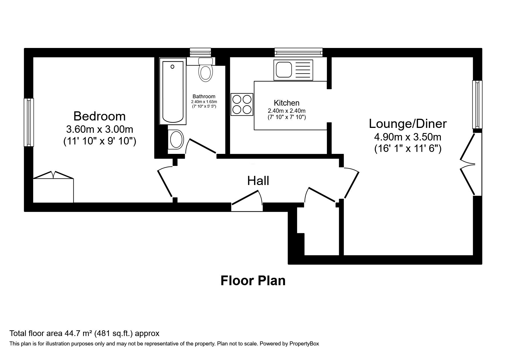 Floorplan of 1 bedroom Flat to rent, Keating Close, Rochester, Kent, ME1