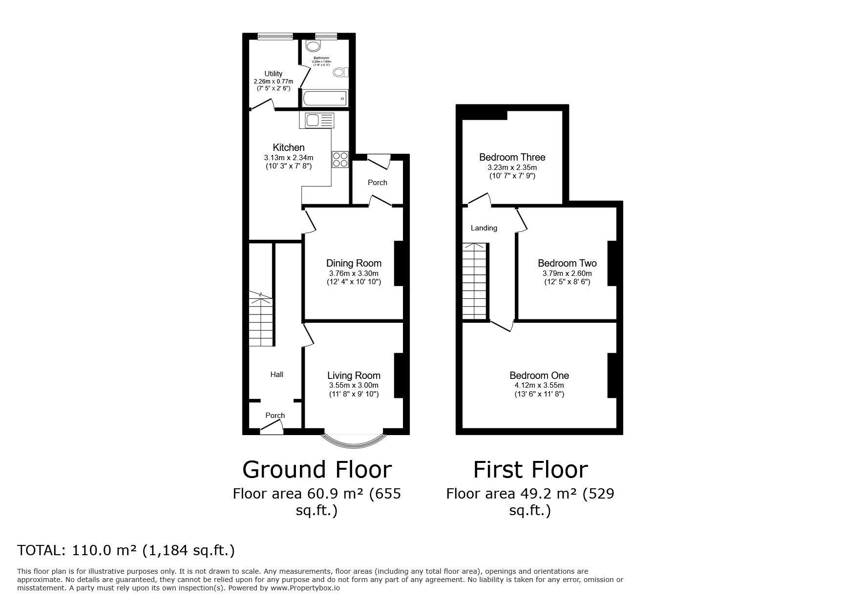 Floorplan of 3 bedroom Mid Terrace House to rent, Brompton Lane, Rochester, Kent, ME2