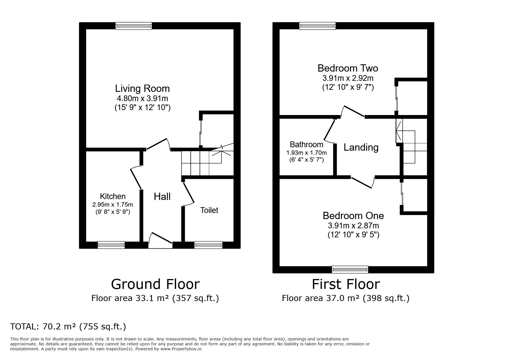 Floorplan of 2 bedroom End Terrace House for sale, Summerson Close, Rochester, Kent, ME1