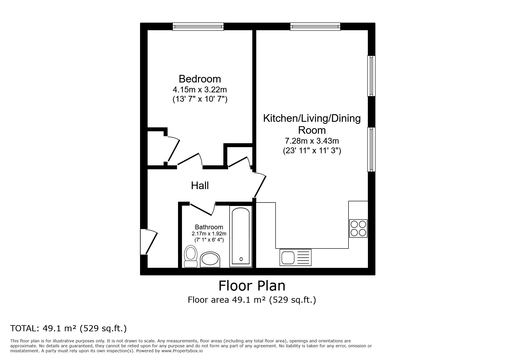 Floorplan of 1 bedroom Flat to rent, Narwhal Crescent, Wouldham, Kent, ME1