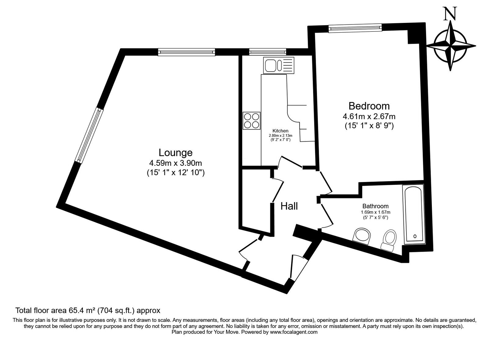 Floorplan of 1 bedroom  Flat for sale, Crow Lane Corner, Rochester, Kent, ME1