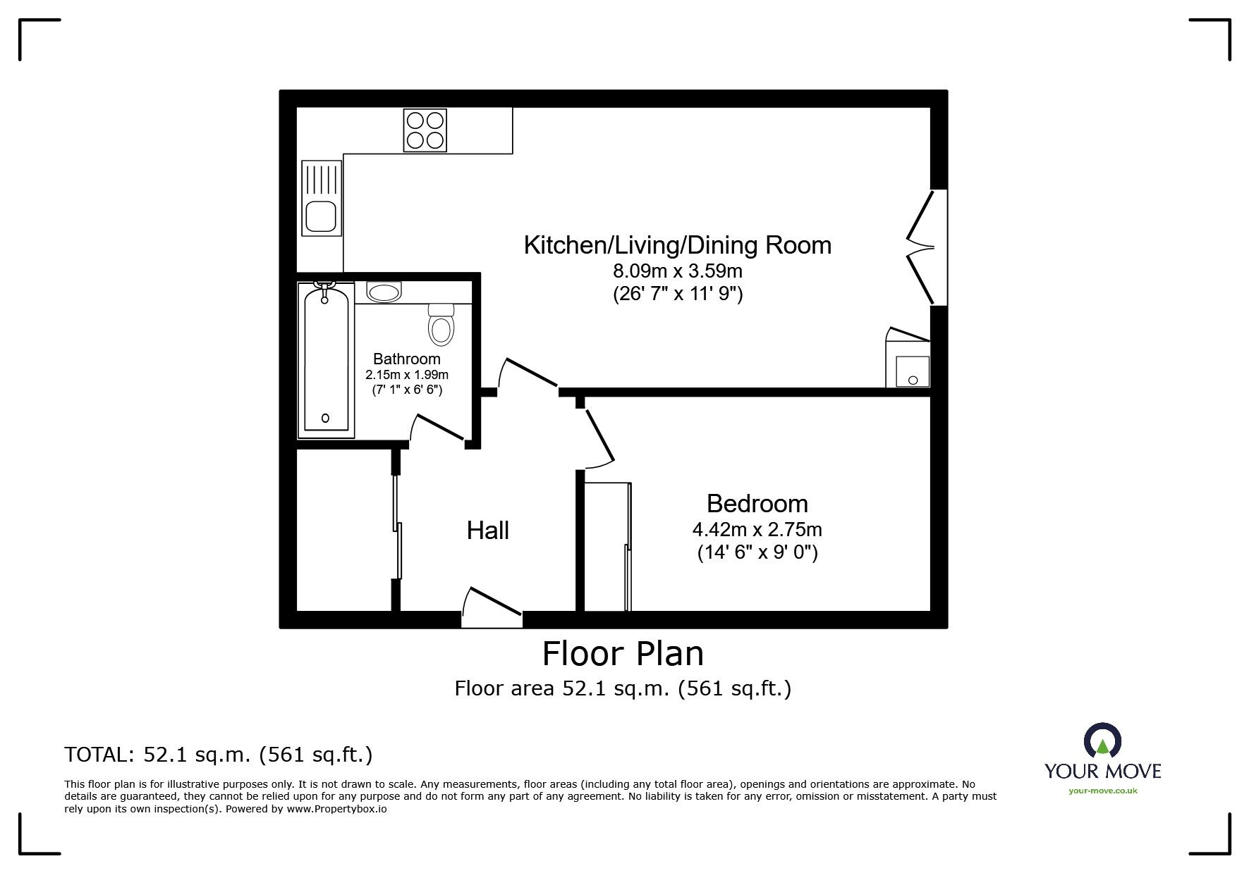 Floorplan of 1 bedroom Flat to rent, Glenway Road, Rochester, Kent, ME1