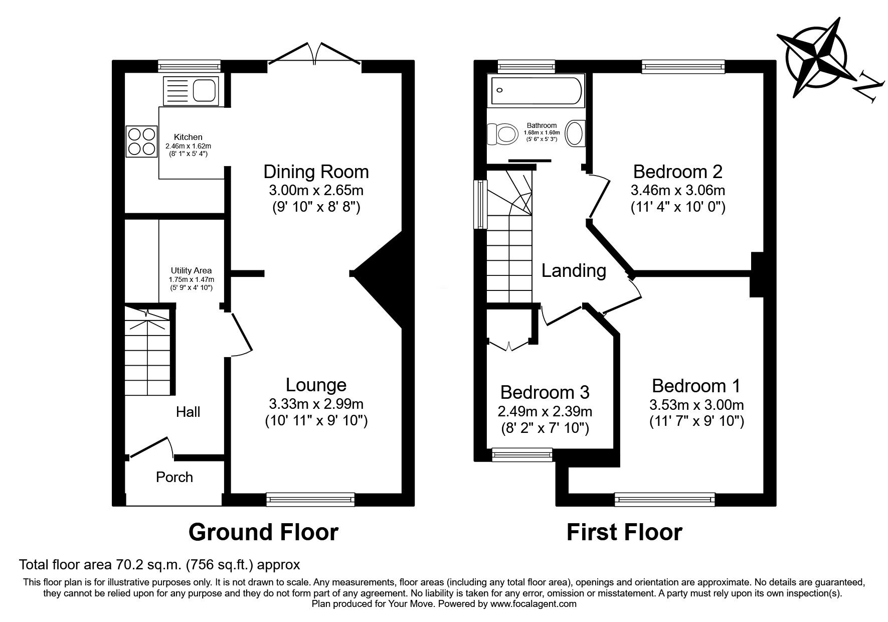 Floorplan of 3 bedroom Semi Detached House for sale, Lancelot Avenue, Rochester, Kent, ME2