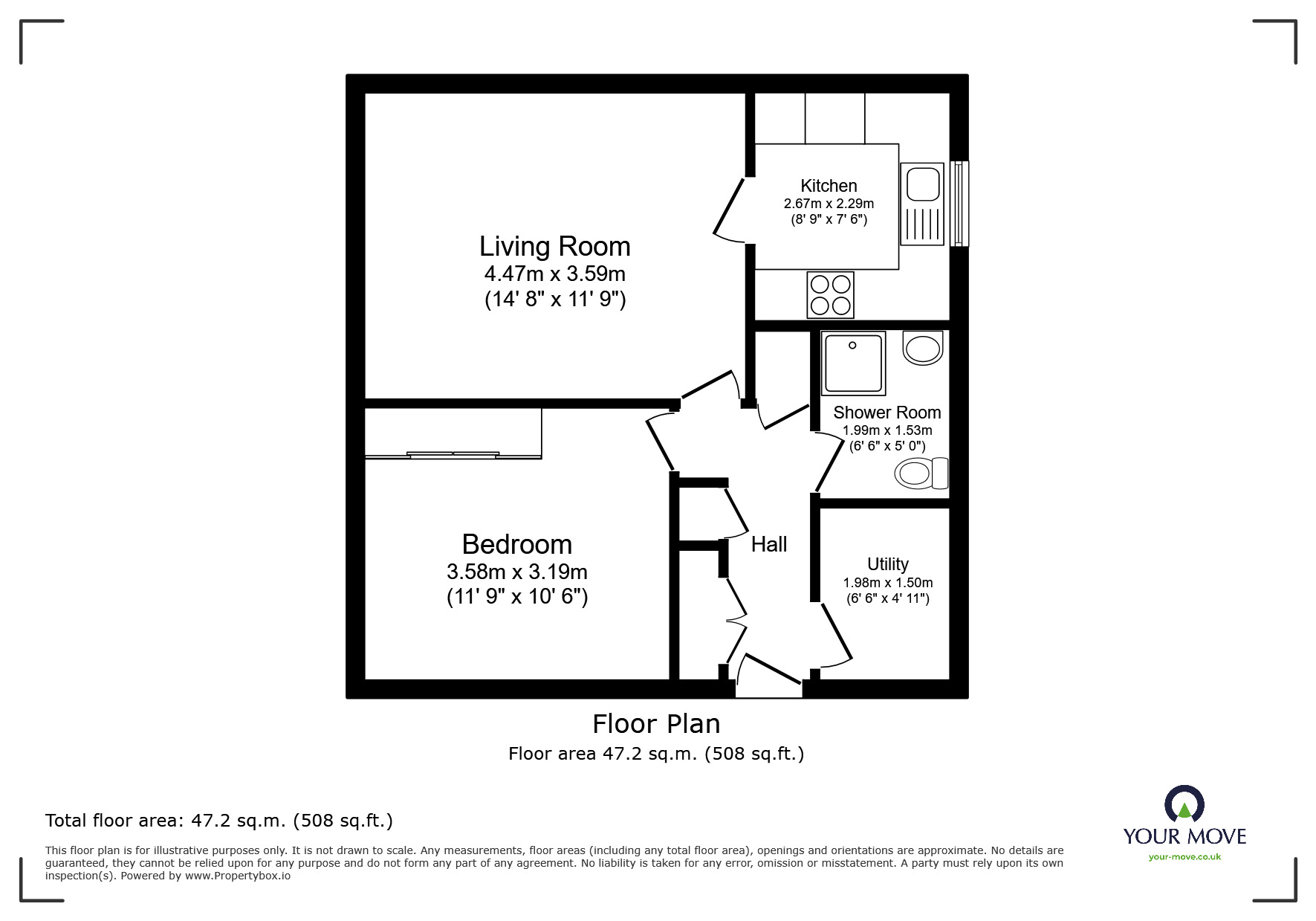 Floorplan of 1 bedroom  Flat to rent, Bells Lane, Hoo, Kent, ME3