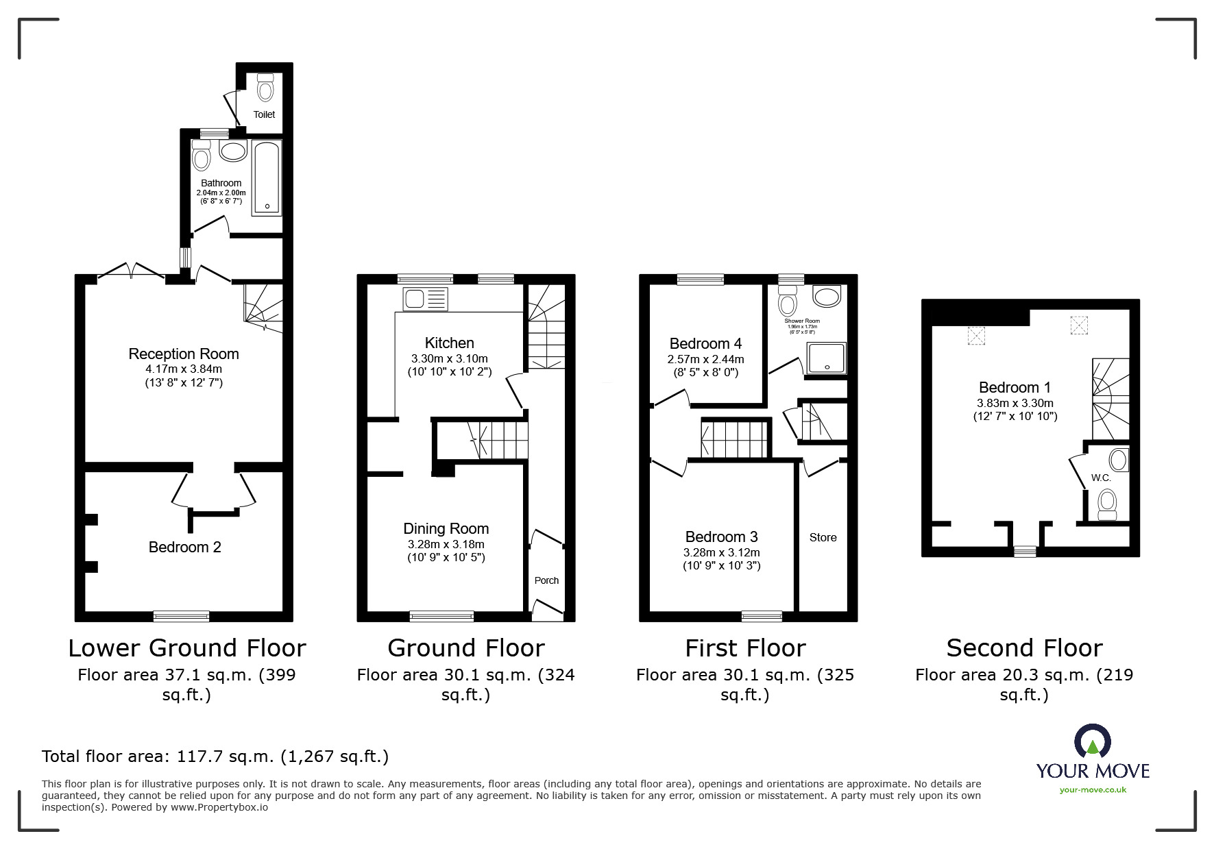 Floorplan of 4 bedroom Mid Terrace House for sale, New Road, Rochester, Kent, ME1