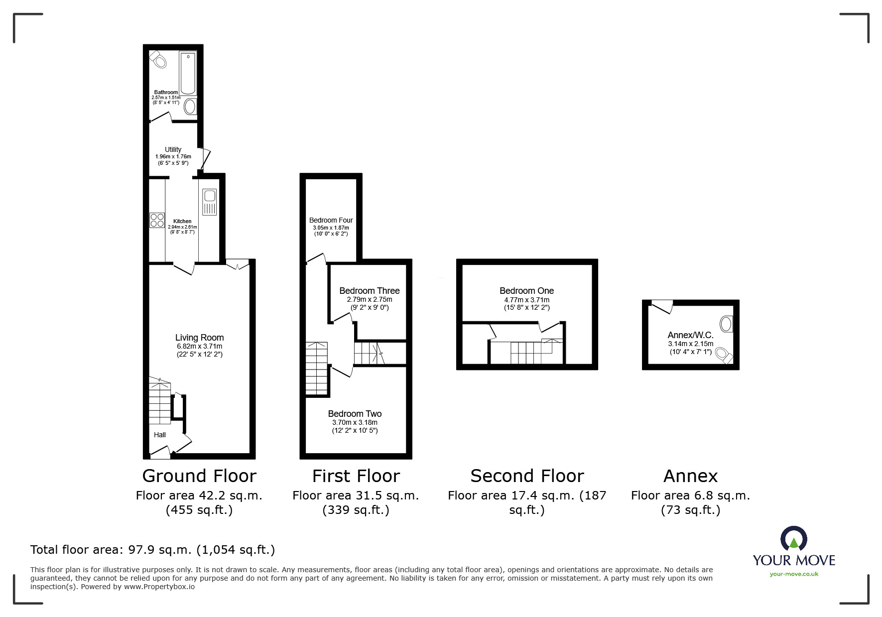 Floorplan of 4 bedroom Mid Terrace House to rent, Charter Street, Chatham, Kent, ME4