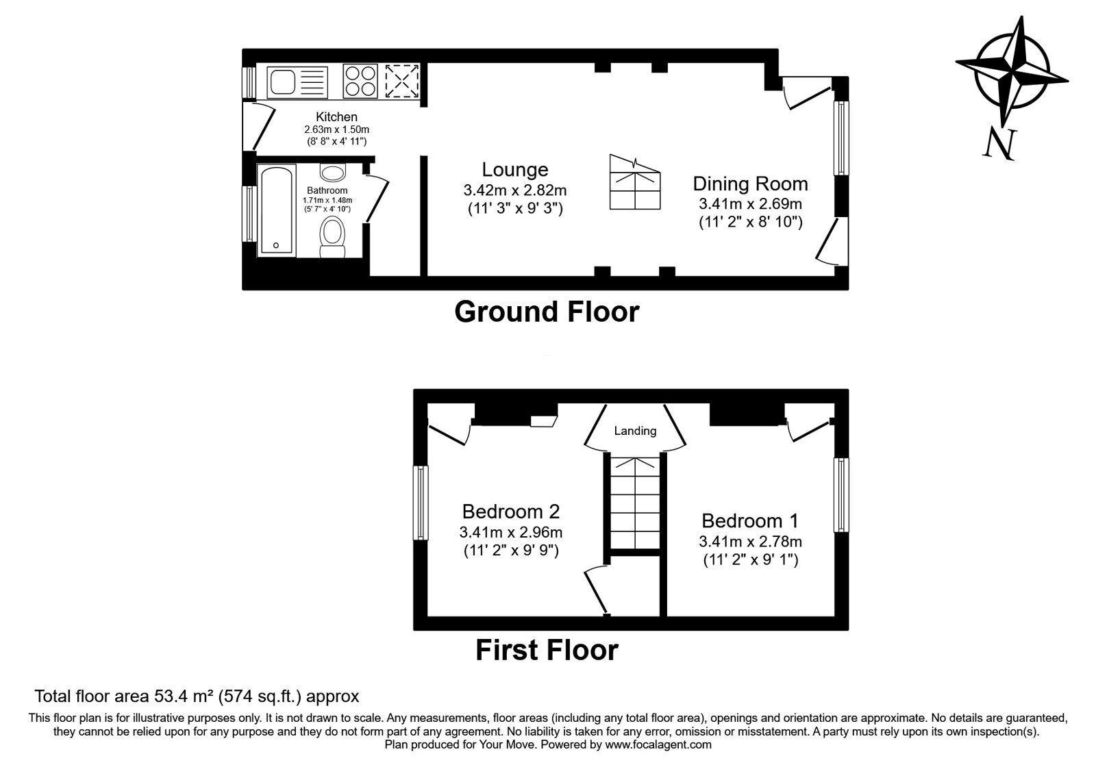 Floorplan of 2 bedroom Mid Terrace House for sale, Ferry Lane, Wouldham, Kent, ME1