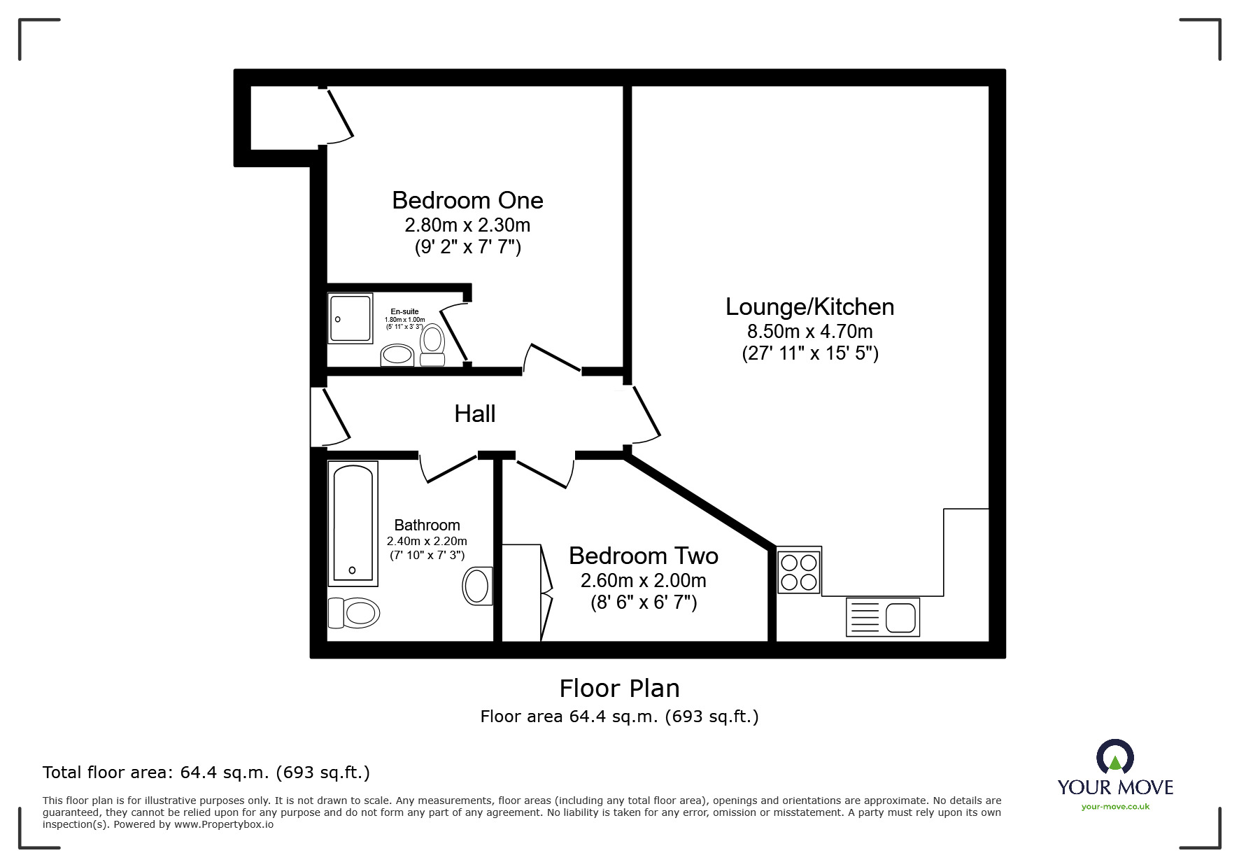 Floorplan of 2 bedroom  Flat to rent, Branta Fields, Hoo, Kent, ME3