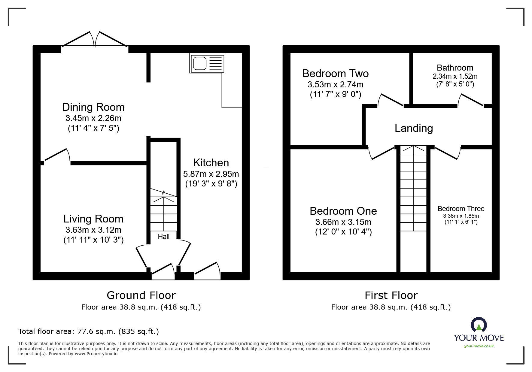 Floorplan of 3 bedroom Mid Terrace House for sale, Poplar Road, Rochester, Kent, ME2