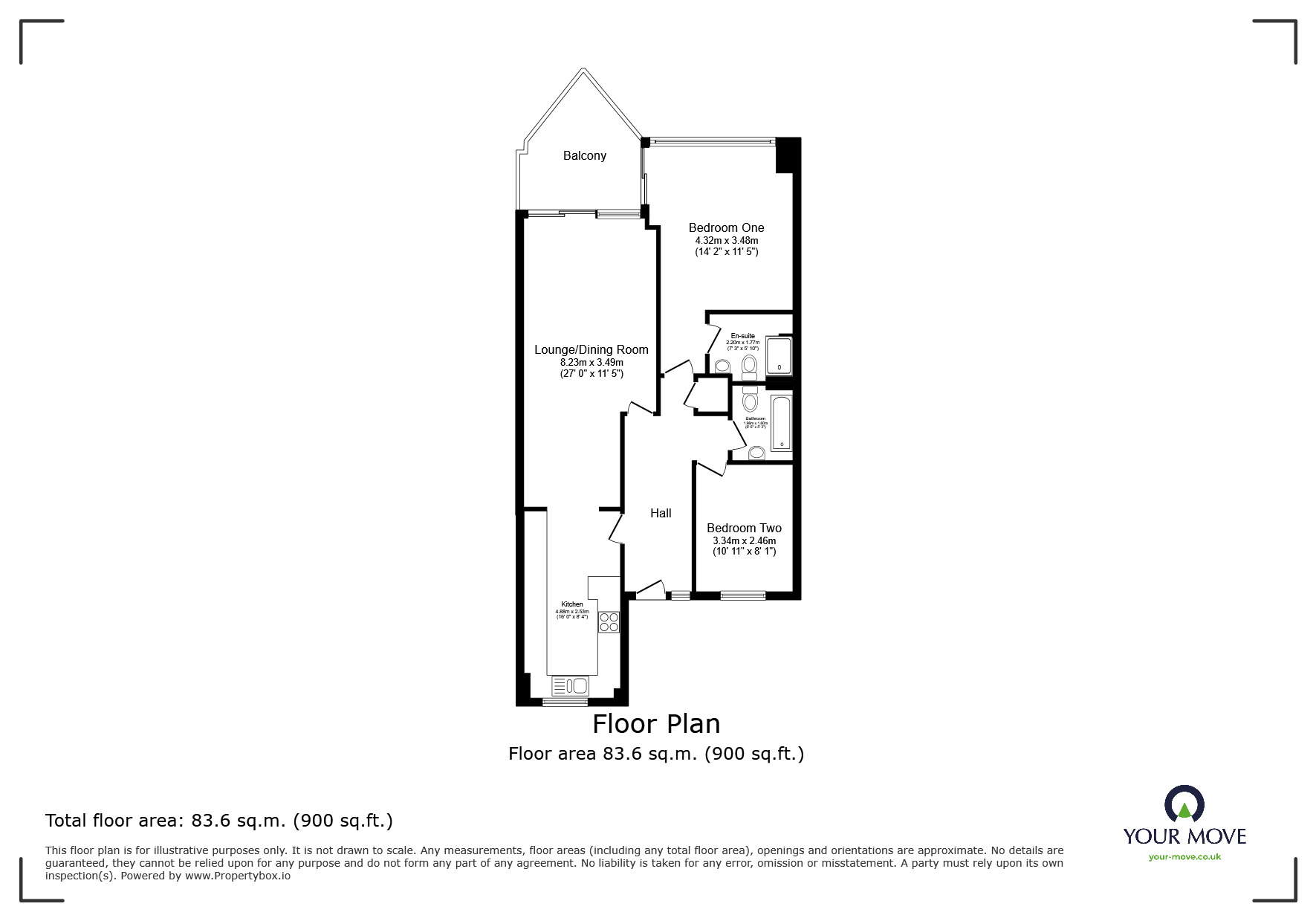 Floorplan of 2 bedroom  Flat for sale, Shorland Court, Esplanade, Kent, ME1