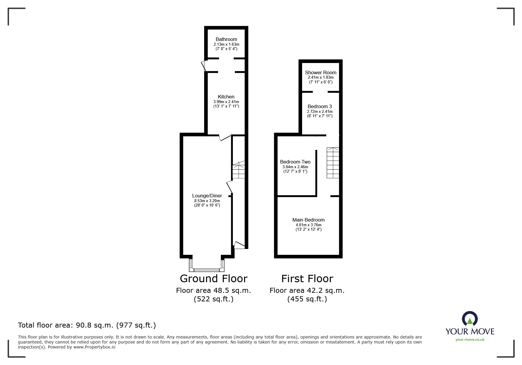 Floorplan of 3 bedroom Mid Terrace House for sale, Cecil Road, Rochester, Kent, ME1