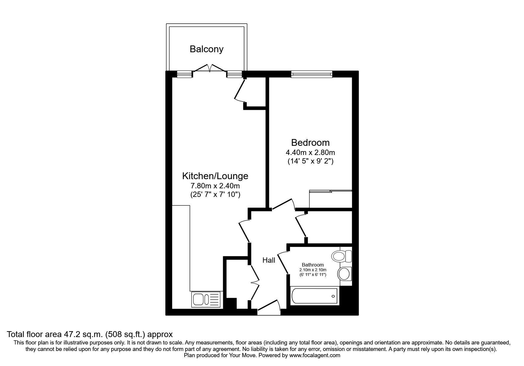 Floorplan of 1 bedroom  Flat for sale, Corys Road, Rochester, Kent, ME1