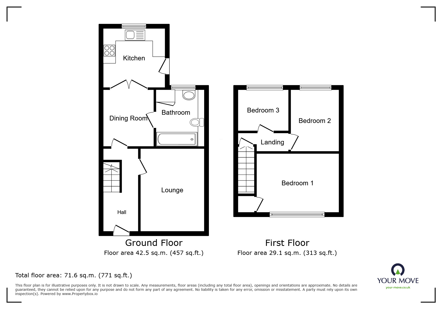 Floorplan of 3 bedroom Mid Terrace House to rent, King Edward Road, Gillingham, Kent, ME7