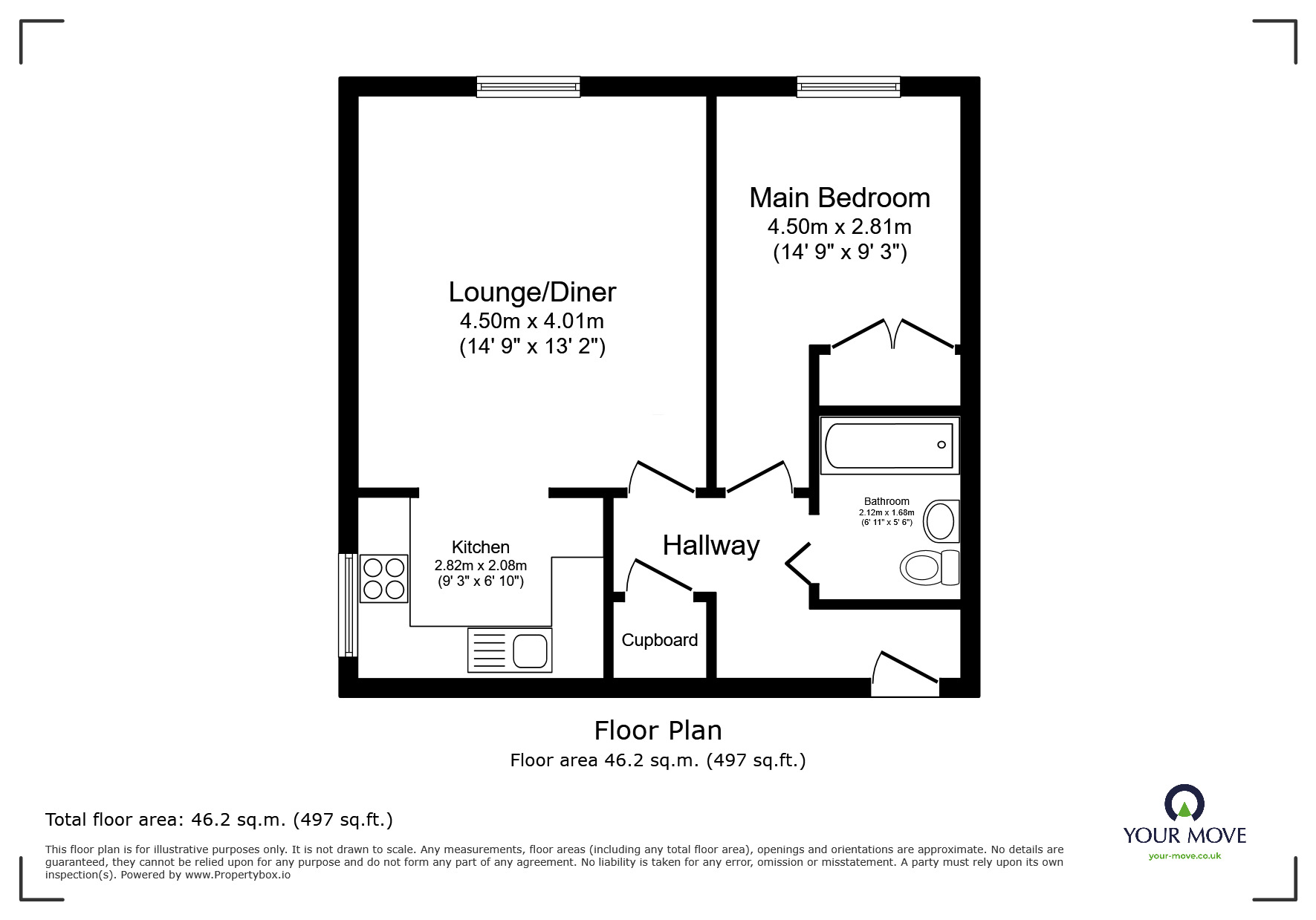 Floorplan of 1 bedroom  Flat for sale, Darwin Court, Gravel Walk, Kent, ME1