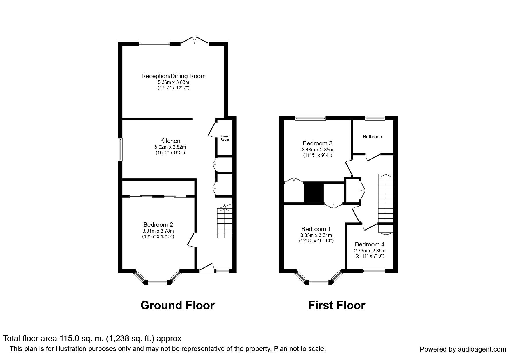 Floorplan of 4 bedroom Semi Detached House to rent, Fairlead Road, Rochester, Kent, ME1