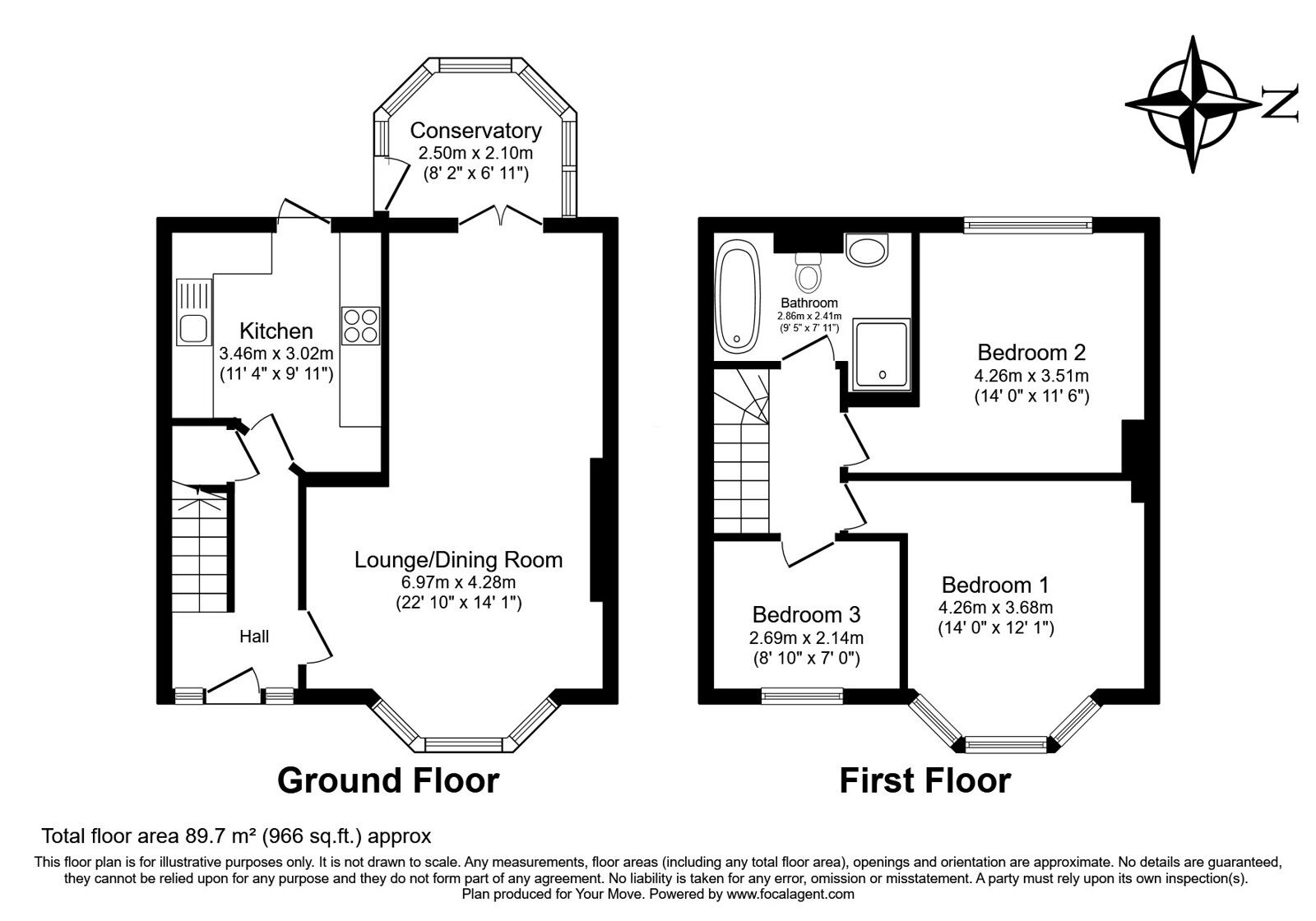 Floorplan of 3 bedroom Mid Terrace House for sale, St. Williams Way, Rochester, Kent, ME1