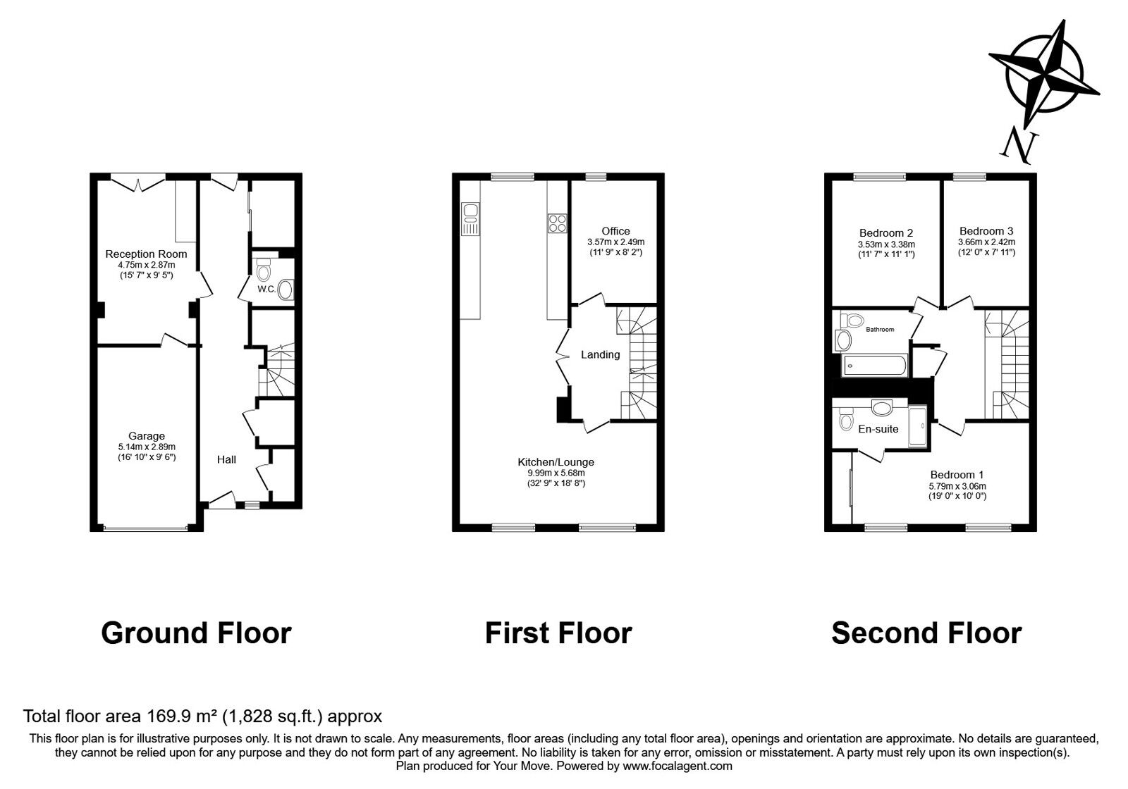 Floorplan of 4 bedroom Mid Terrace House for sale, Common Creek Wharf, Rochester, Kent, ME1