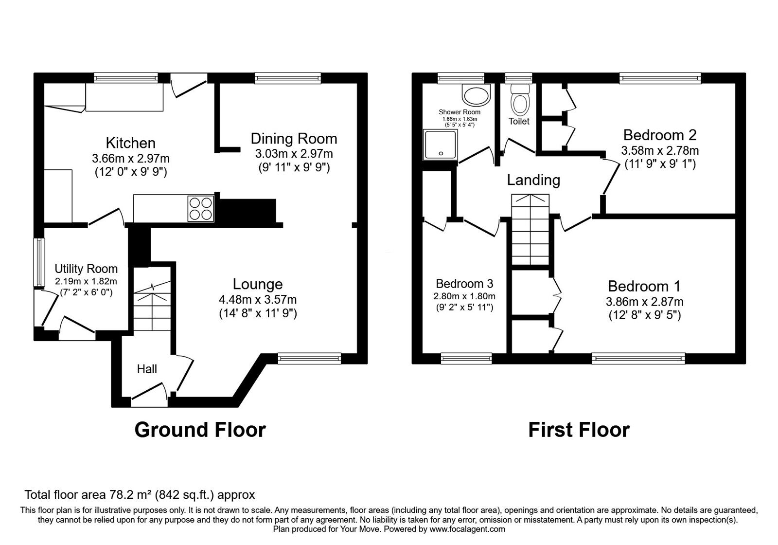 Floorplan of 3 bedroom Semi Detached House for sale, Pennant Road, Rochester, Kent, ME1