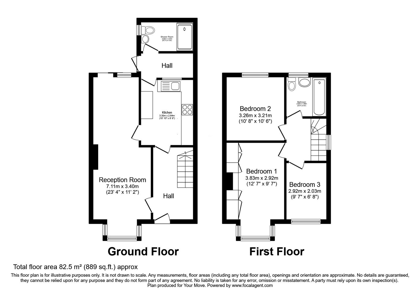 Floorplan of 3 bedroom Semi Detached House for sale, Windmill Street, Rochester, Kent, ME2