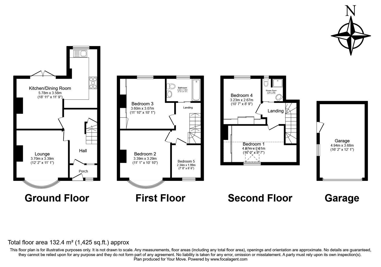 Floorplan of 5 bedroom Mid Terrace House for sale, Broadway, Gillingham, Kent, ME8