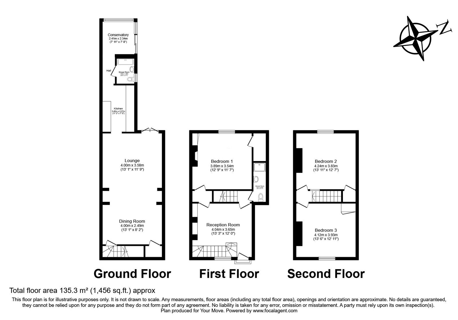 Floorplan of 3 bedroom Mid Terrace House for sale, Maidstone Road, Rochester, Kent, ME1