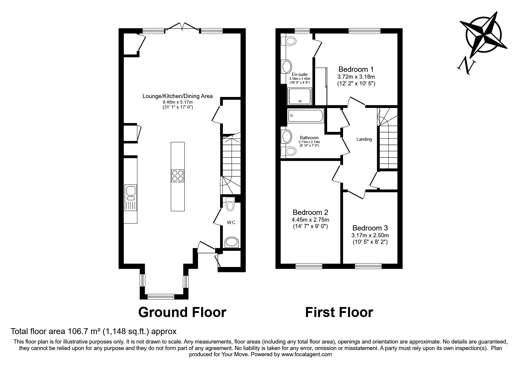 Floorplan of 3 bedroom Mid Terrace House for sale, Thalia Way, Rochester, Kent, ME1