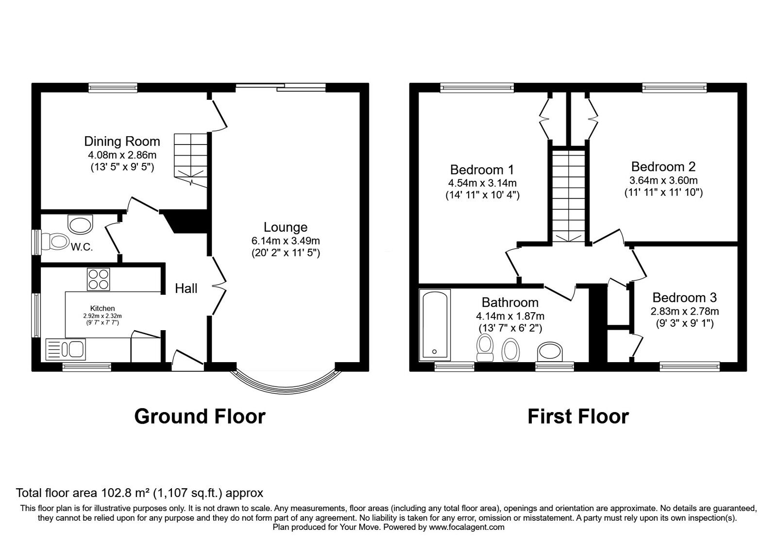 Floorplan of 3 bedroom Detached House for sale, St. Johns Way, Rochester, Kent, ME1