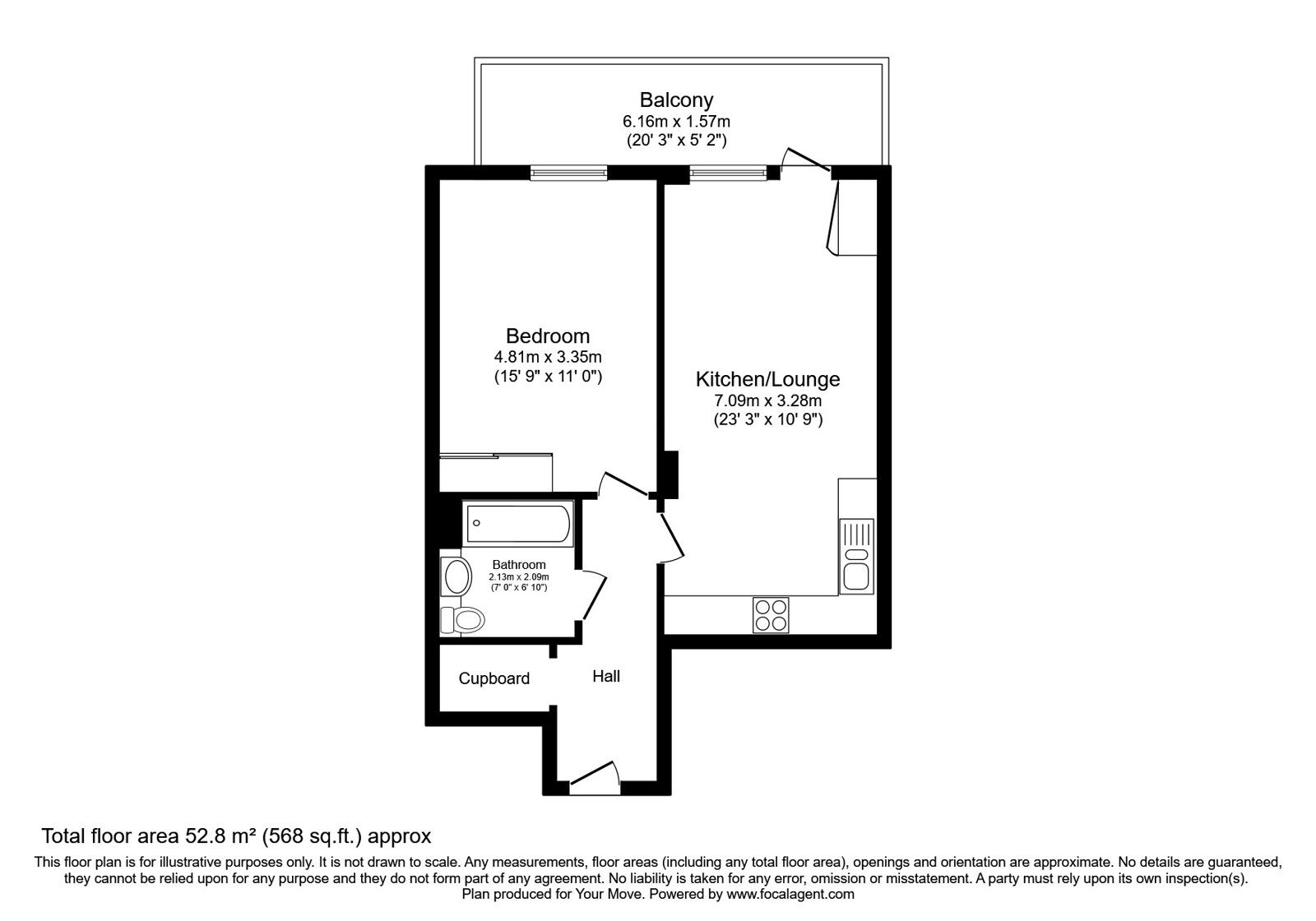 Floorplan of 1 bedroom Flat for sale, Corys Road, Rochester, Kent, ME1