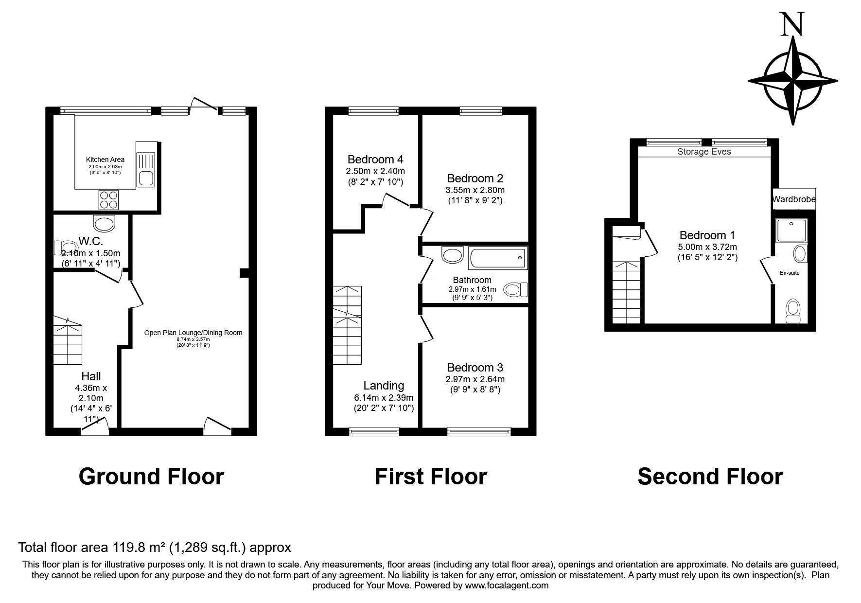 Floorplan of 4 bedroom Mid Terrace House for sale, Bishopscourt Gardens, Love Lane, Kent, ME1