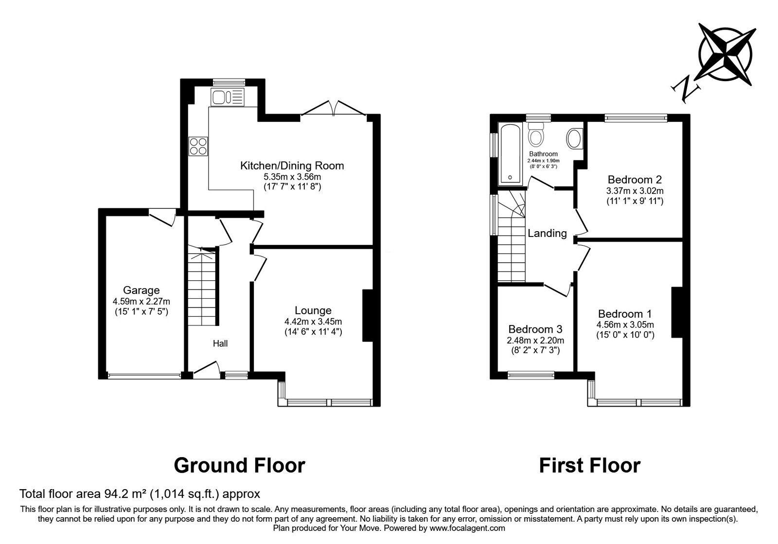 Floorplan of 3 bedroom Semi Detached House for sale, Valley View Road, Rochester, Kent, ME1