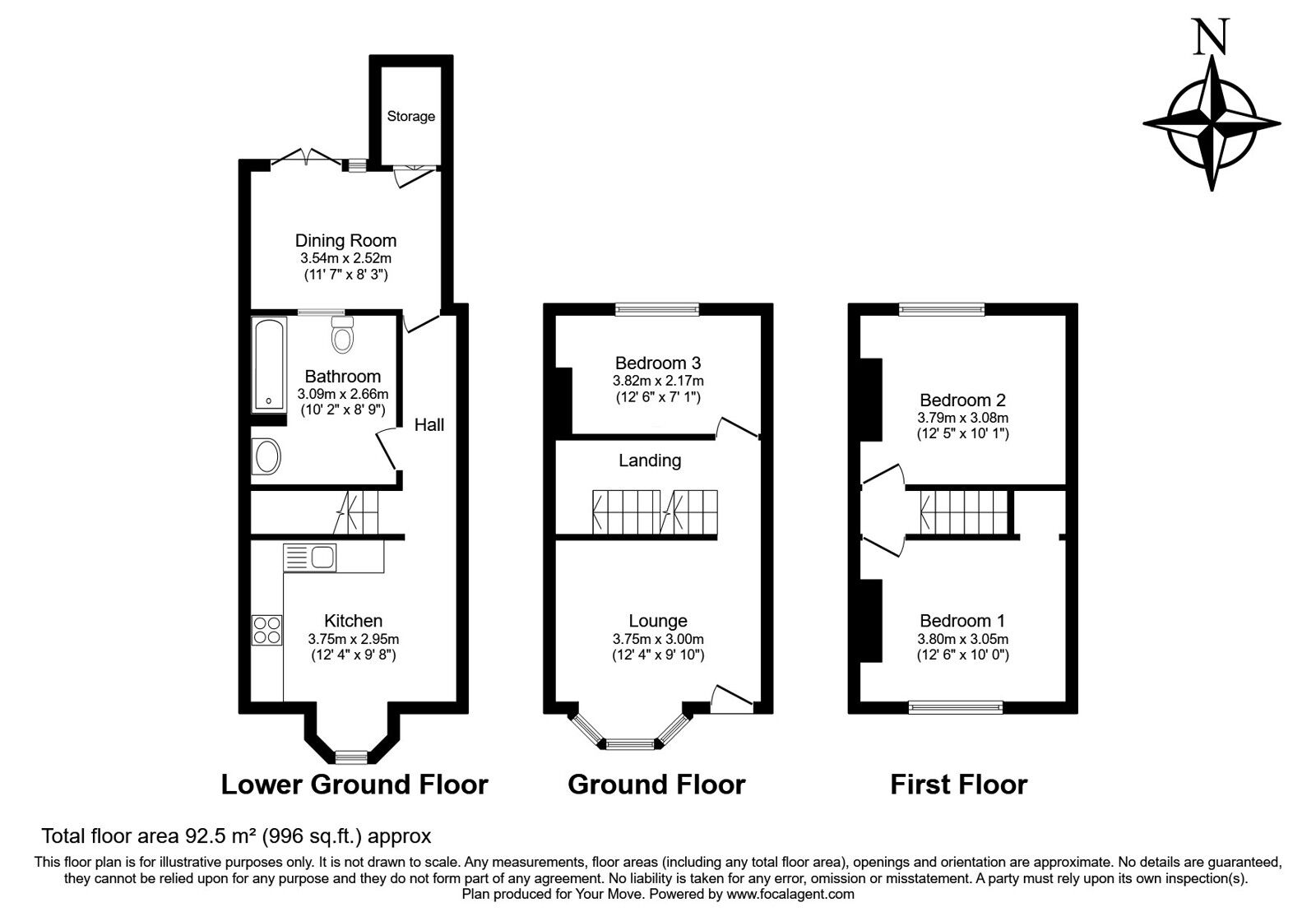 Floorplan of 3 bedroom Mid Terrace House for sale, East Street, Gillingham, Kent, ME7