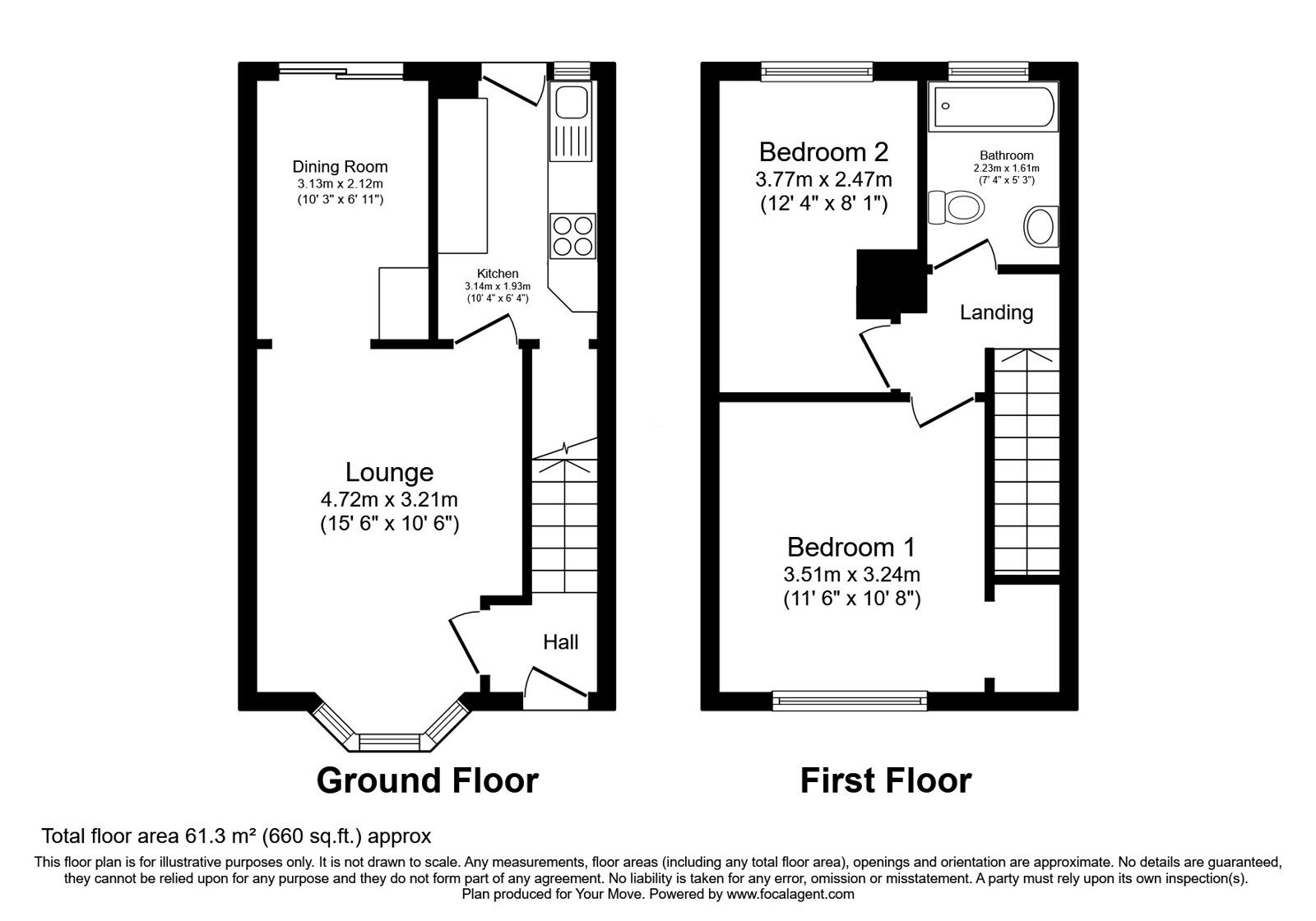 Floorplan of 2 bedroom End Terrace House for sale, St. Pauls Close, Rochester, Kent, ME2